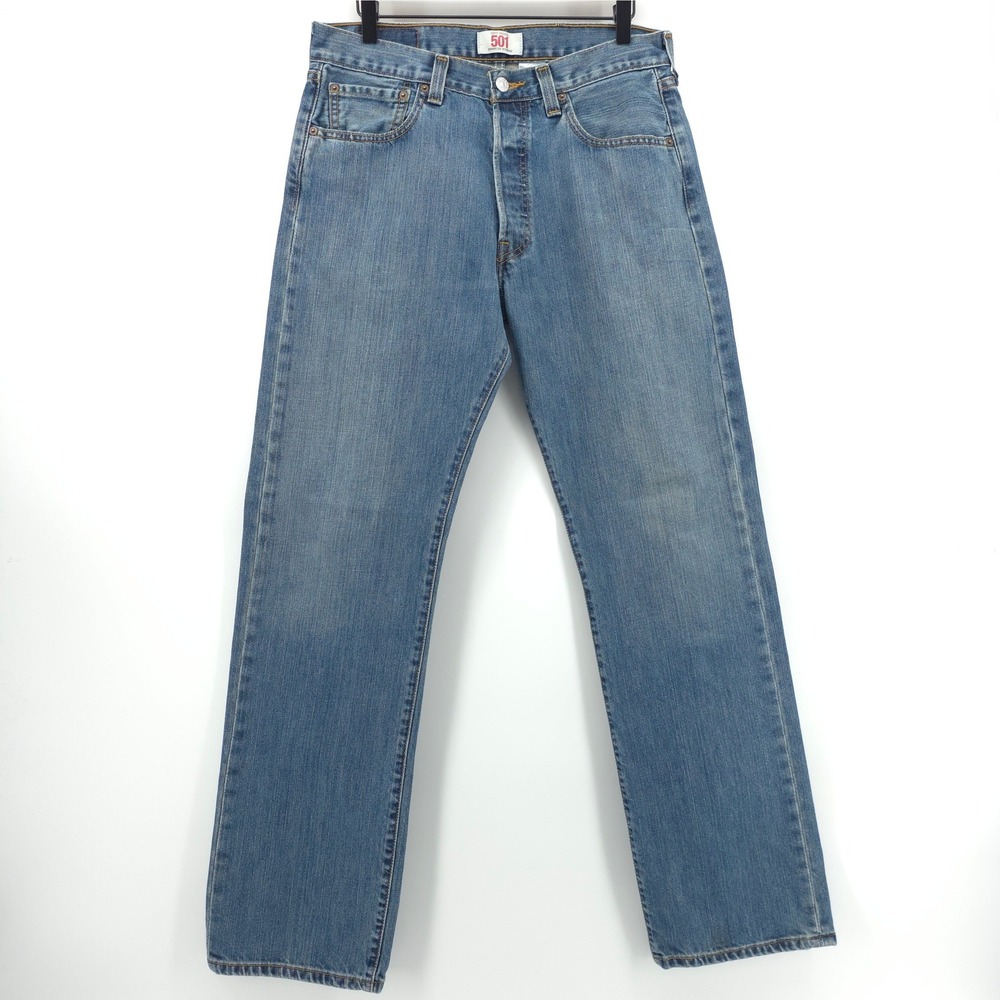 Levi's Mens Jeans 501 Original 33x32 Medium Blue Wash Straight Leg Button Fly
